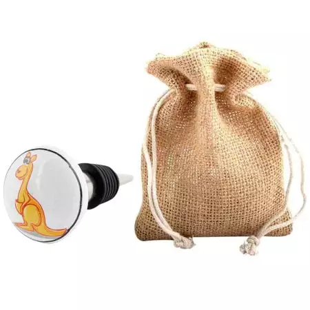 Orange Kangaroo Ceramic Flat Wine Bottle Stopper